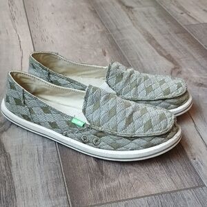 Sanuk Olive and Beige Slip-On Shoes